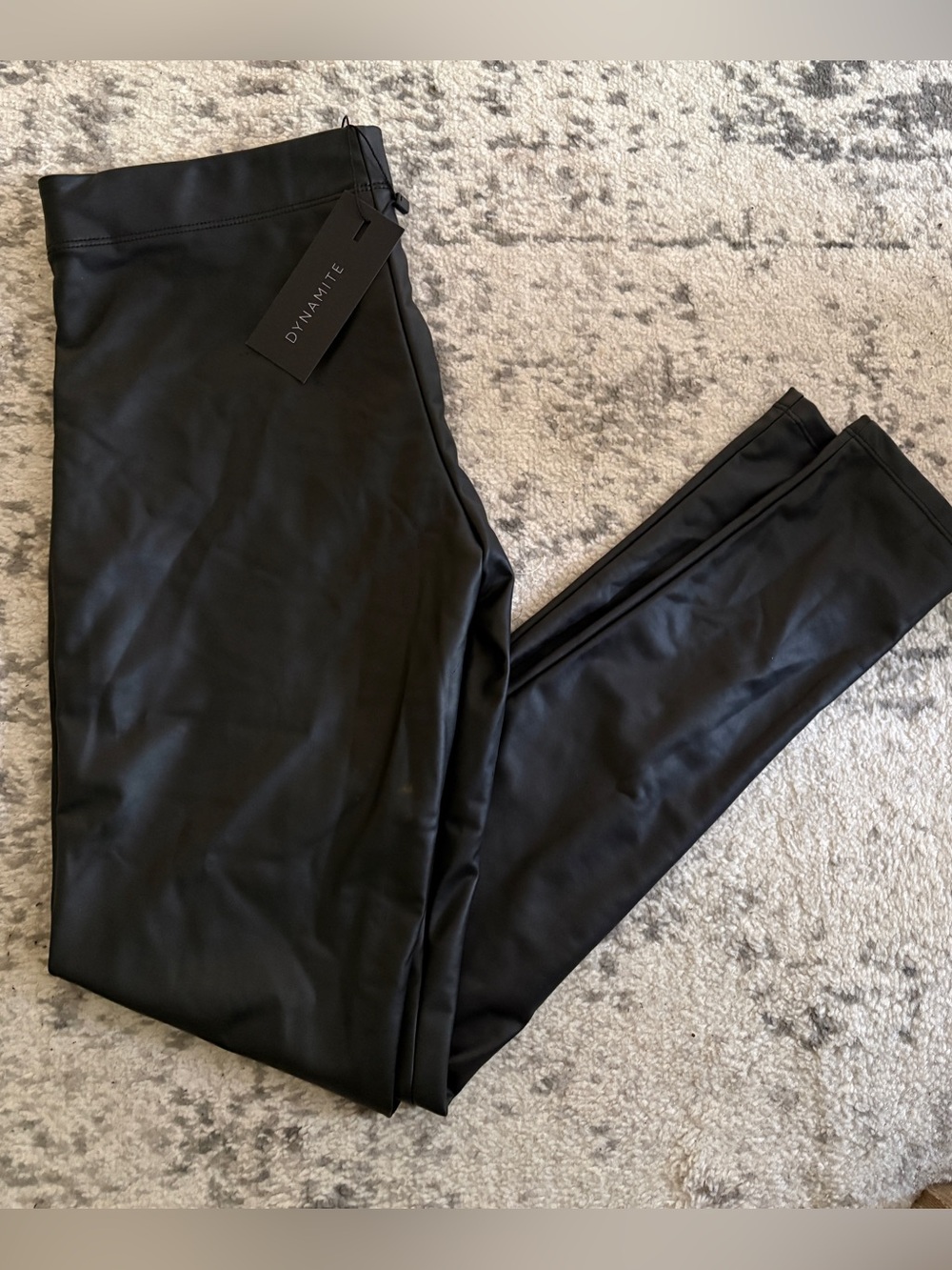 Dynamite Jet Black coated leggings, size S, 27” inseam, New with tags.